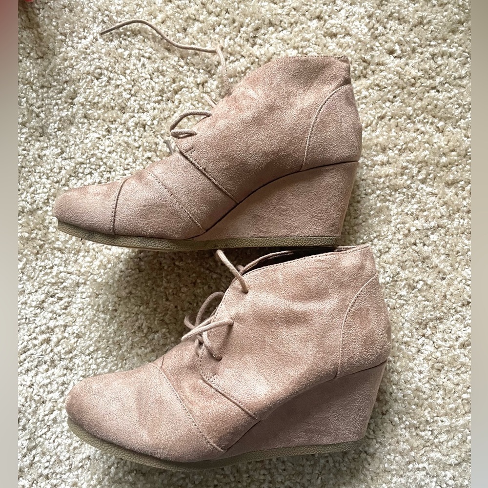 tan wedge booties